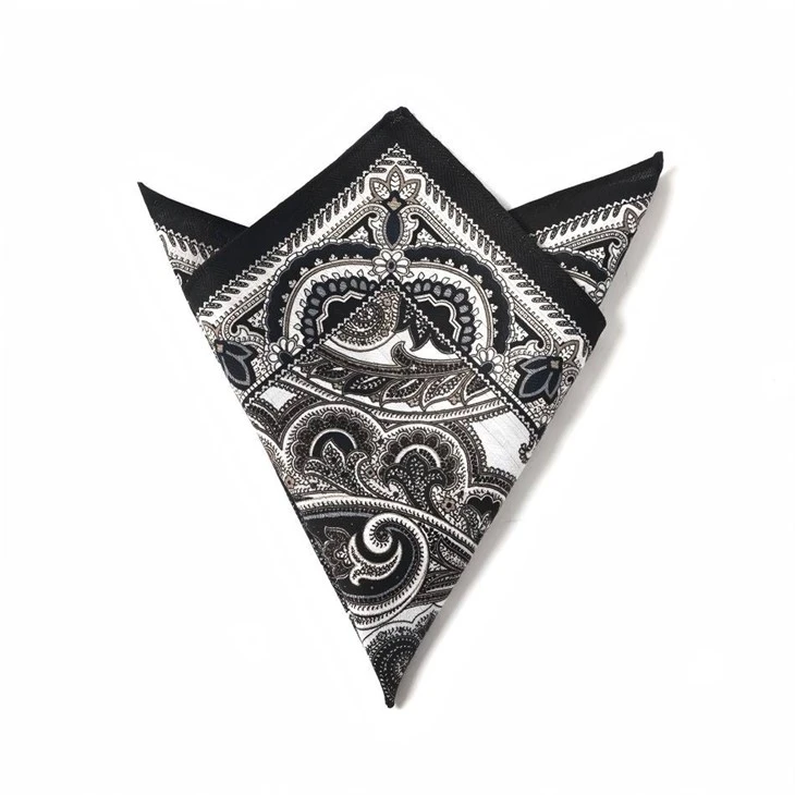 Luxury Silk & Bali Sheer Pocket Square - Black And White Paisley Pattern best
