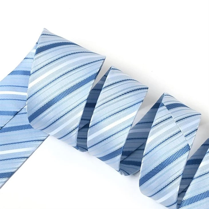 Mixed Weave Light Blue Jacquard Stripe Tie
